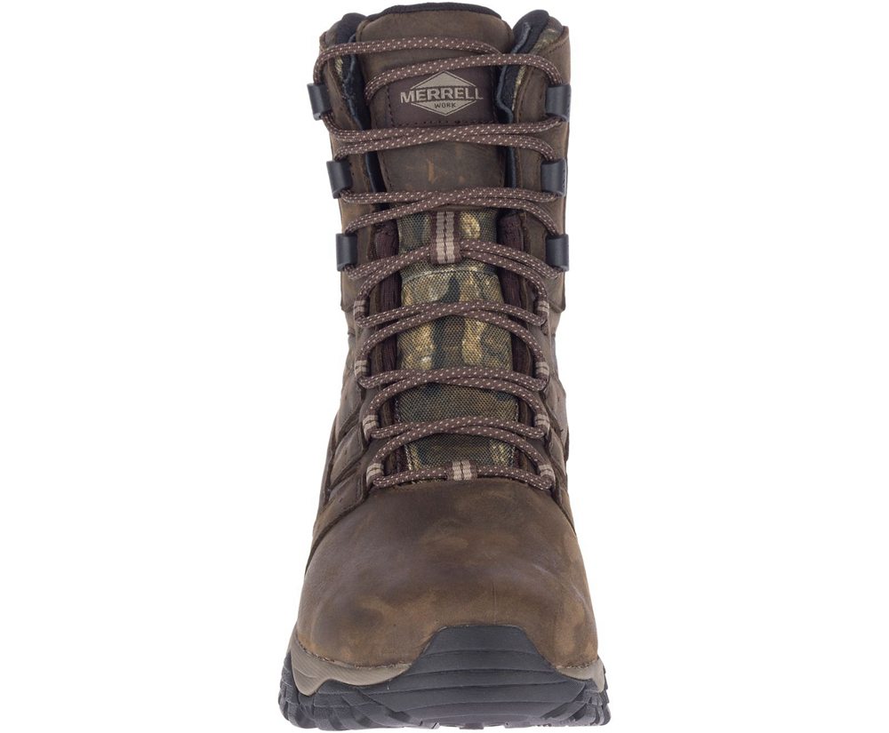 Botas Homem - Merrell Moab Timber 8\" Waterproof Sr - Marrom - VKE780649